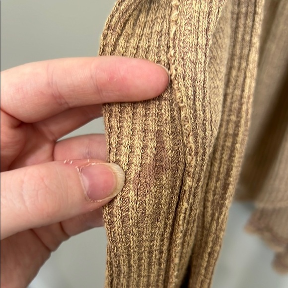 We the Free Waffle Knit Shirt Tan Peplum Knit Top XS - Picture 6 of 10